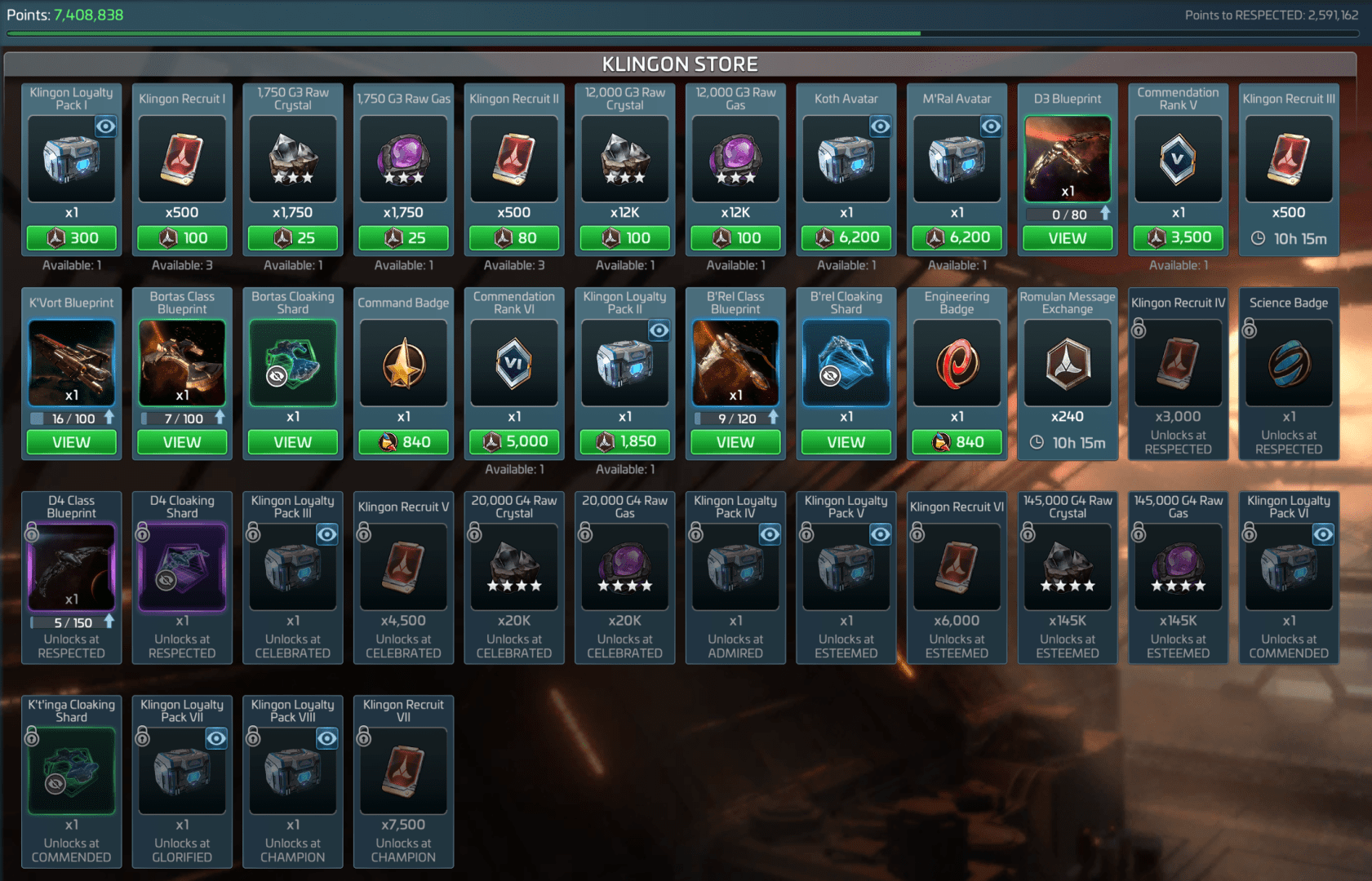 Romulan, Klingon and Federation Reputation – Star Trek Fleet Command ...