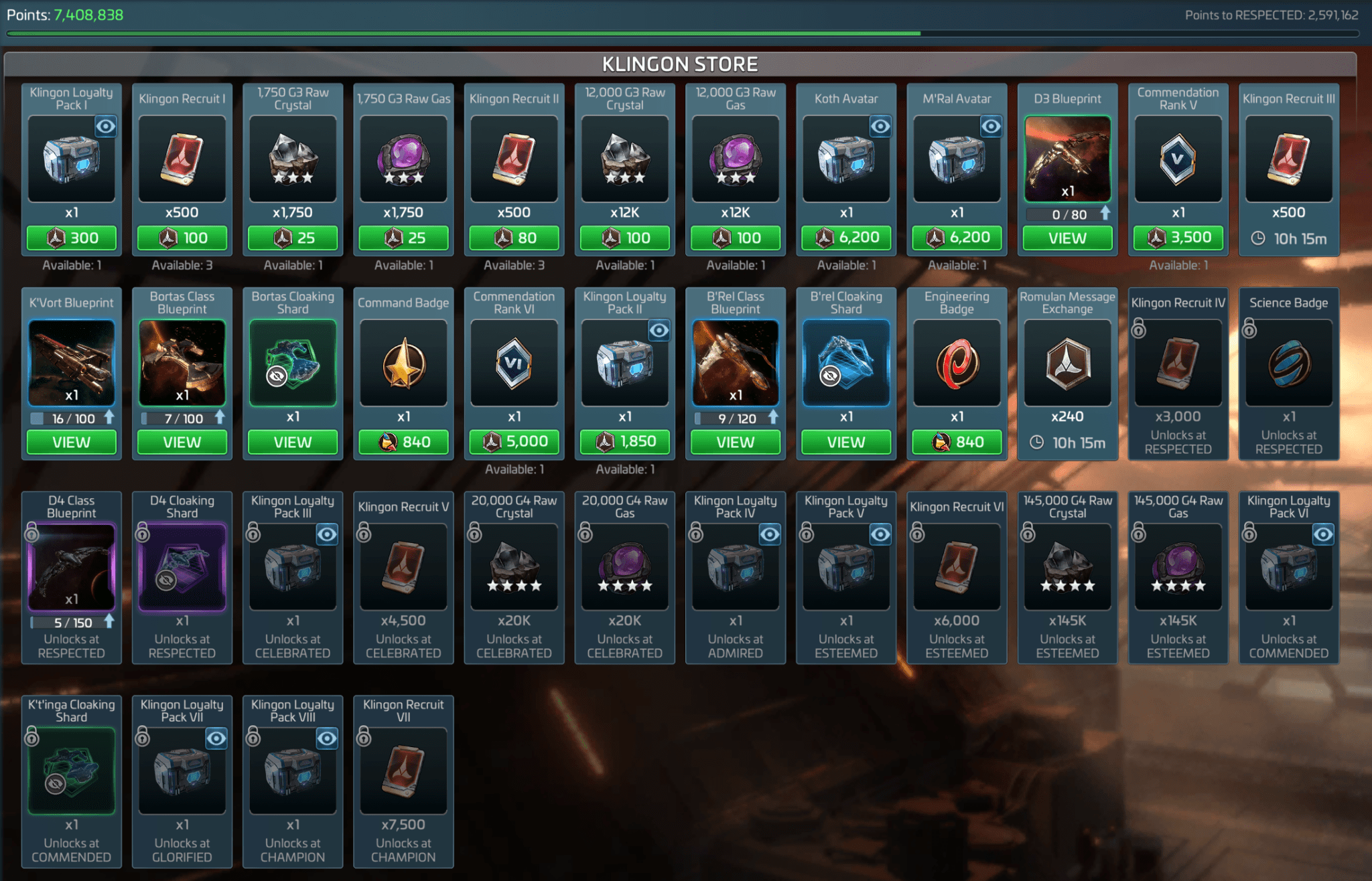 Romulan, Klingon and Federation Reputation – Star Trek Fleet Command ...